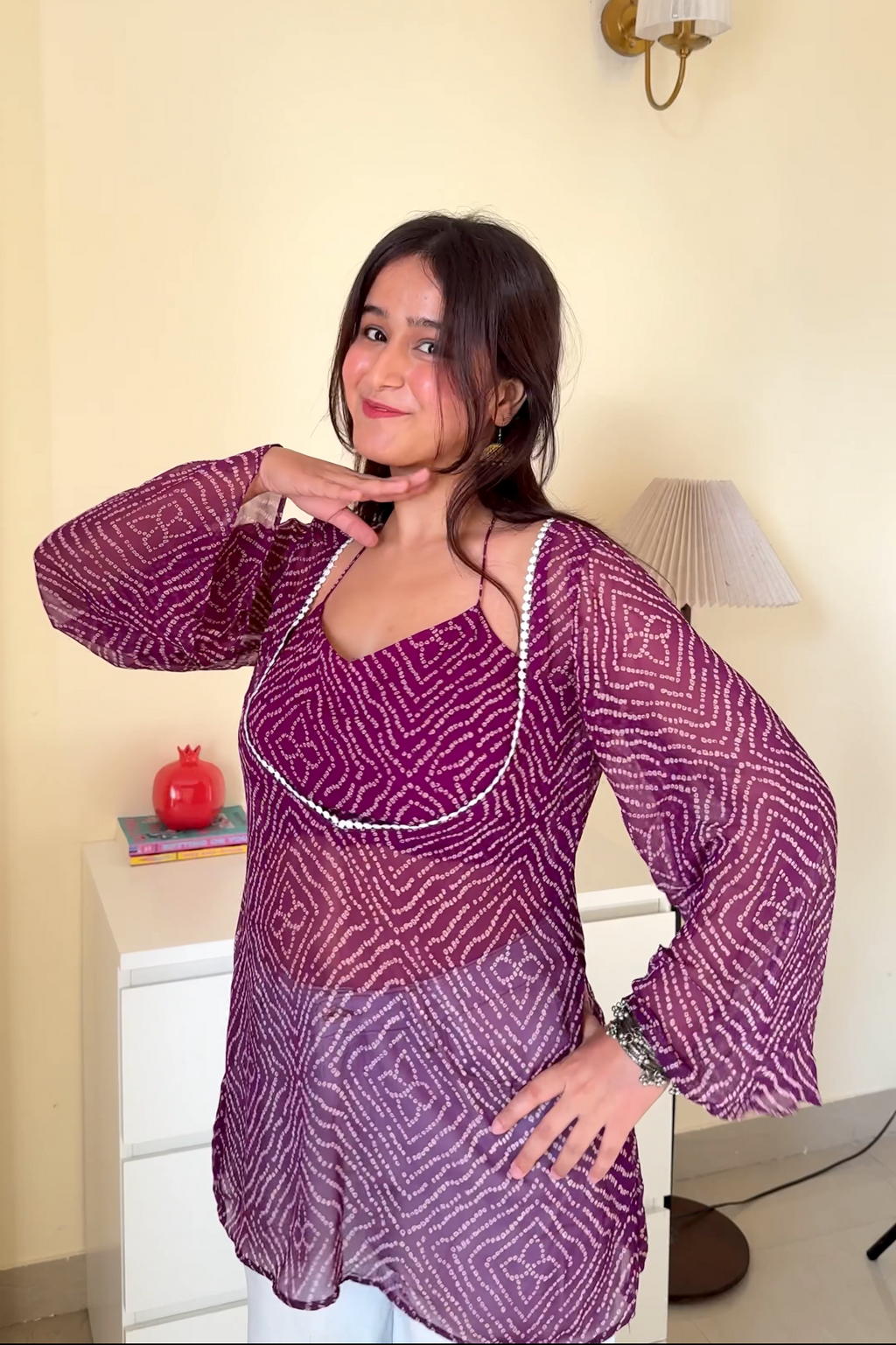 Jamun Bandhani Kurti