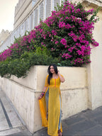 Yellow Leheriya Panelled Kurti