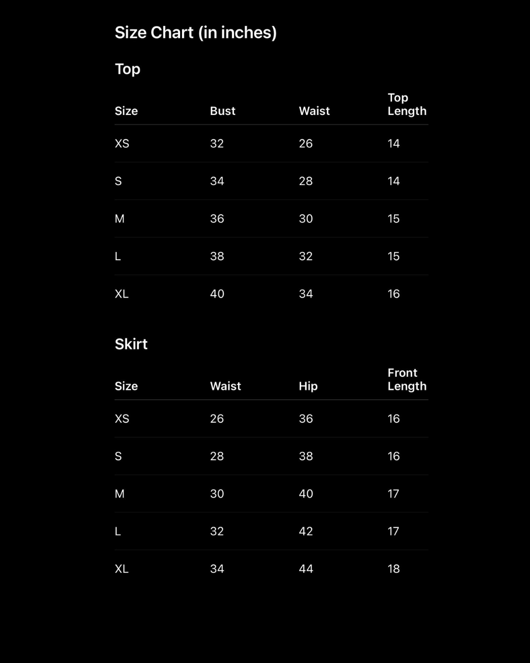 Size Chart