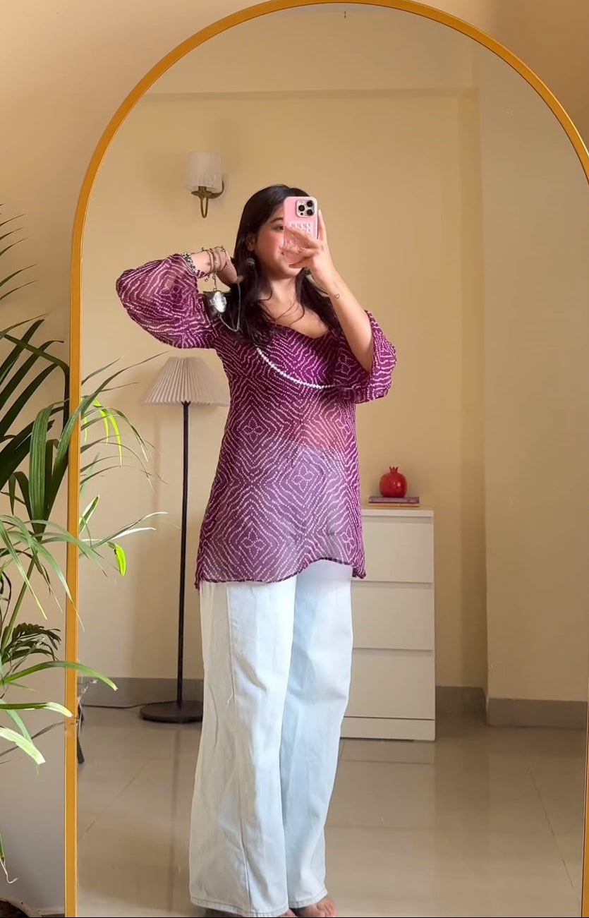 Jamun Bandhani Kurti